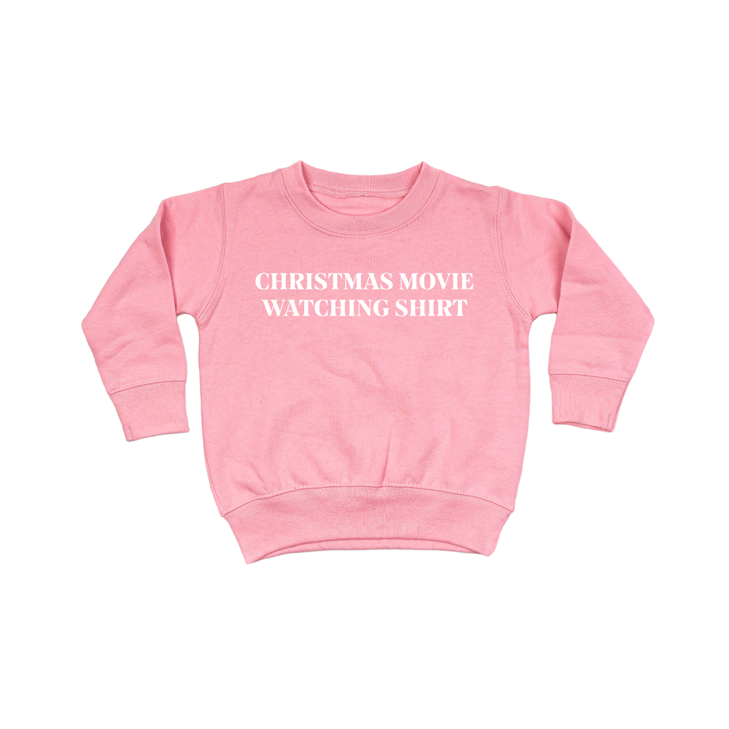 Christmas Movie Watching Shirt (White) - Kids Sweatshirt (Pink)