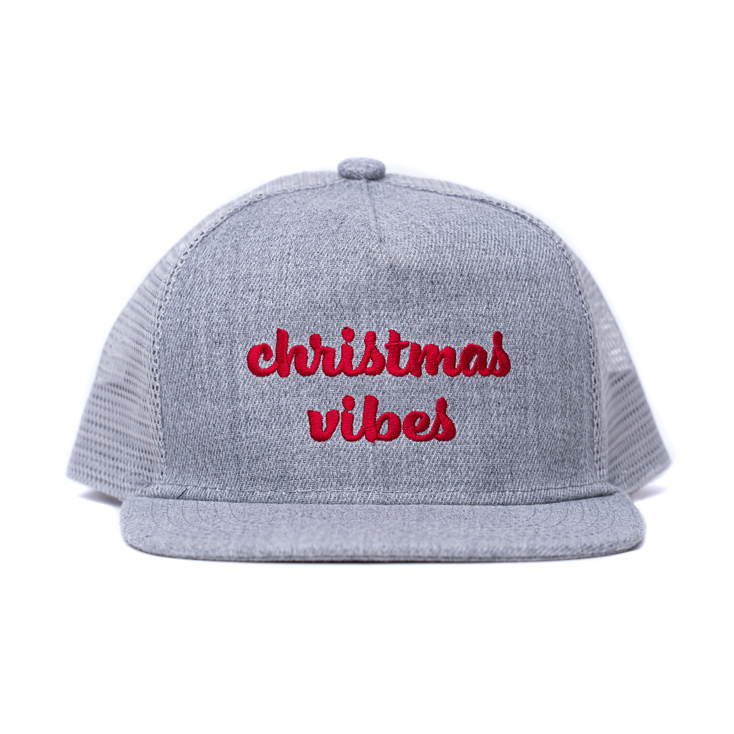 Christmas Vibes (Red) - Kids Trucker Hat (Heather Light Gray)