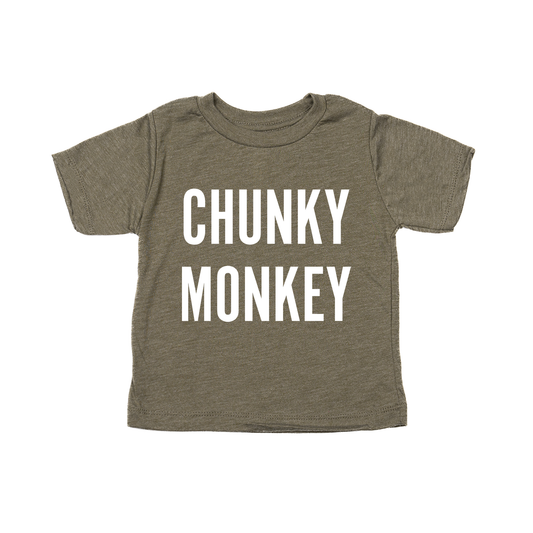 Chunky Monkey (White) - Kids Tee (Olive)