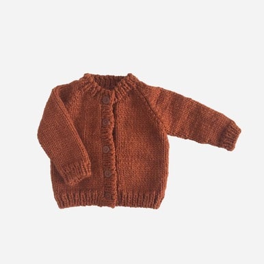 Classic Cardigan | Acrylic Hand Knit Kids Sweater - Cinnamon