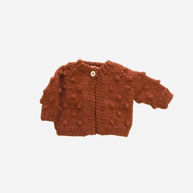 Popcorn Cardigan | Acrylic Hand Knit Kids Sweater - Cinnamon