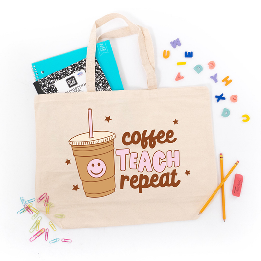 Coffee, Teach, Repeat - Tote (Natural)
