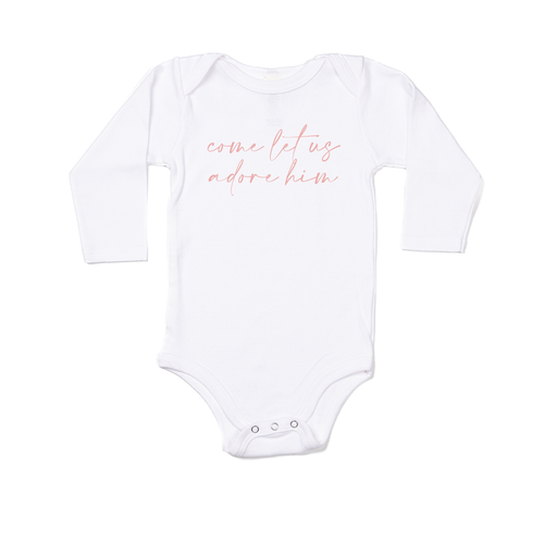 Come Let Us Adore Him (Pink) - Bodysuit (White, Long Sleeve)
