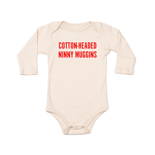 Cotton-Headed Ninny Muggins (Red) - Bodysuit (Natural, Long Sleeve)