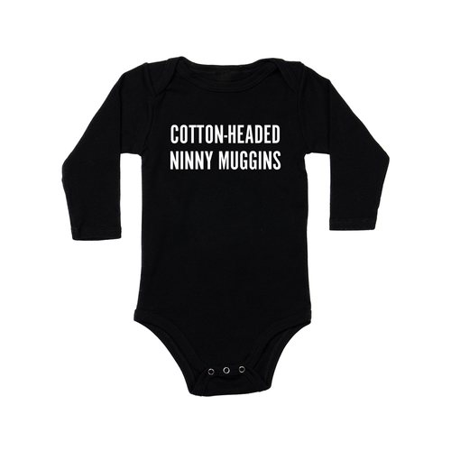 Cotton-Headed Ninny Muggins (White) - Bodysuit (Black, Long Sleeve)