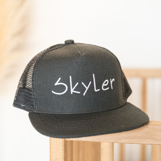 Custom Embroidered Name - Kids Trucker Hat (Dark Gray)