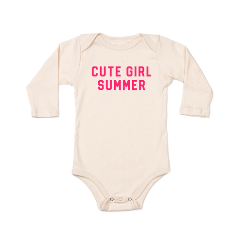 Cute Girl Summer (Hot Pink) - Bodysuit (Natural, Long Sleeve)