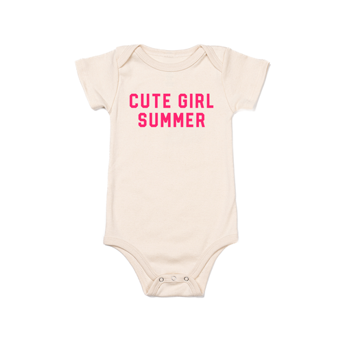 Cute Girl Summer (Hot Pink) - Bodysuit (Natural, Short Sleeve)