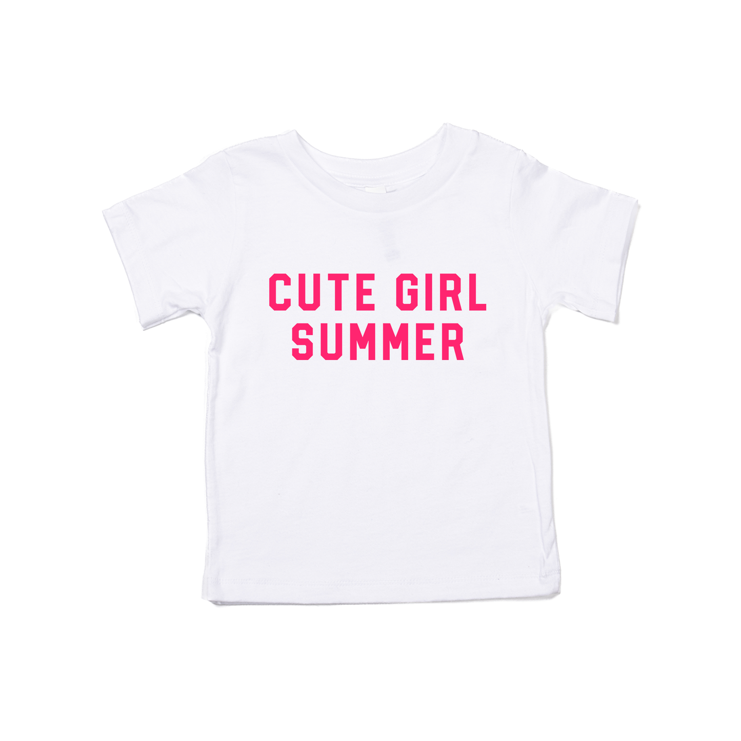 Cute Girl Summer (Hot Pink) - Kids Tee (White)