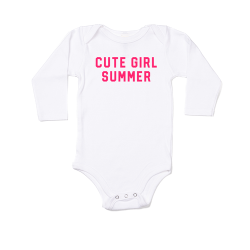 Cute Girl Summer (Hot Pink) - Bodysuit (White, Long Sleeve)