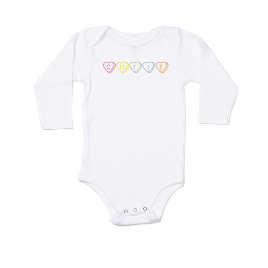 Cutie (Conversation Hearts) - Bodysuit (White, Long Sleeve)