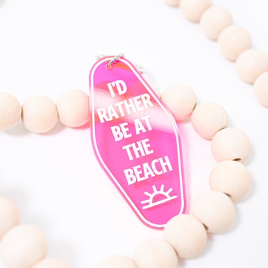 Retro Inspired Motel Keychain - I'd Rather Be at the Beach