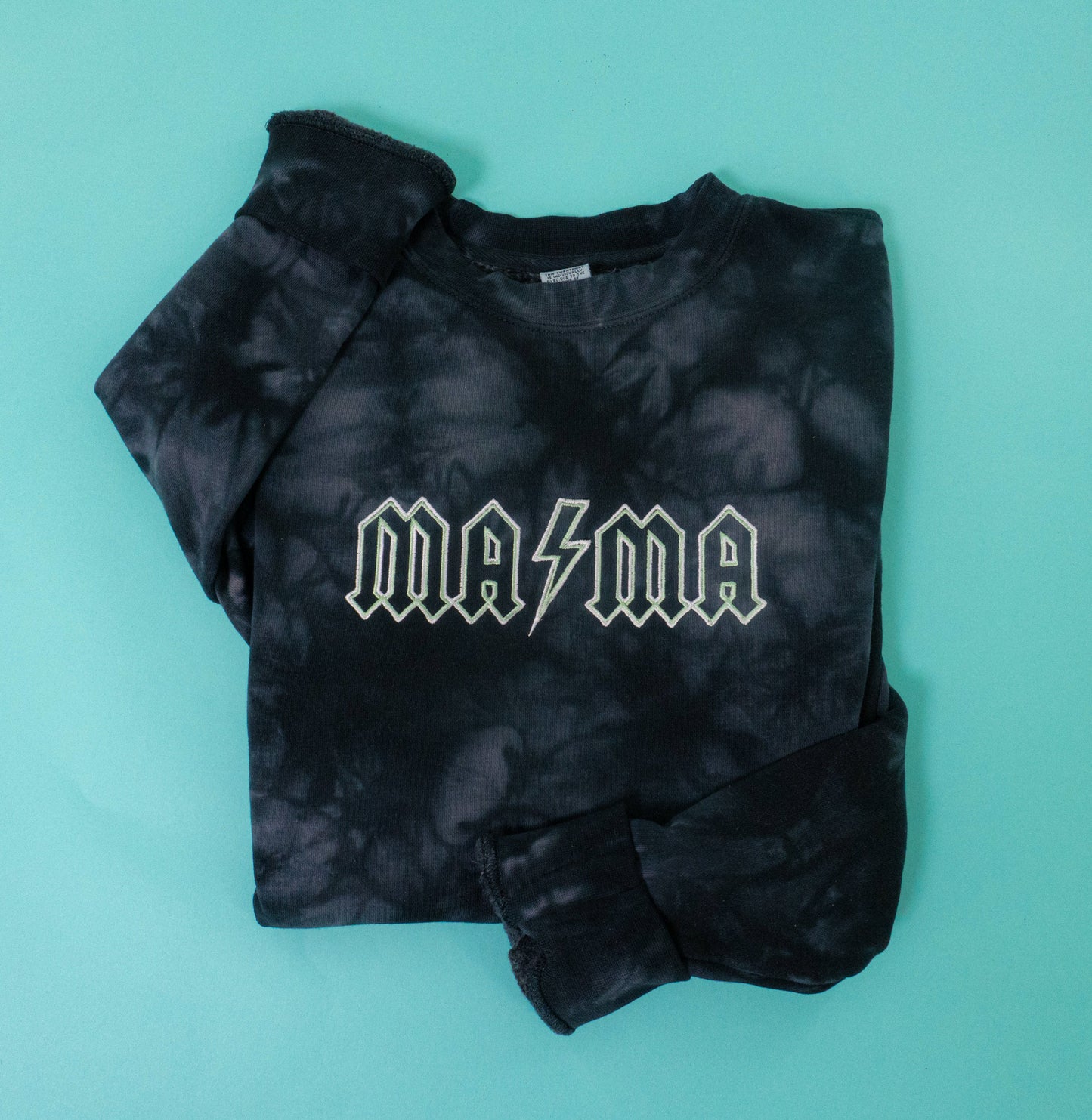 MAMA AC/DC - Embroidered Sweatshirt (Black Tie Dye)