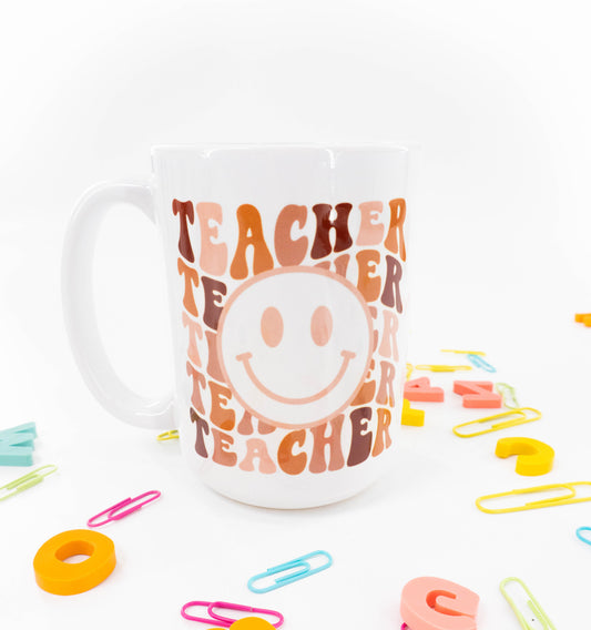 Teacher Smiley Face - Coffee Mug (White)