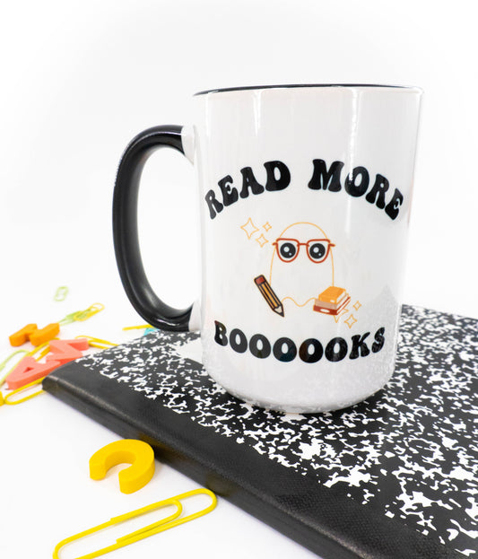 Read More Boooooks - Coffee Mug (Black Handle & Rim)