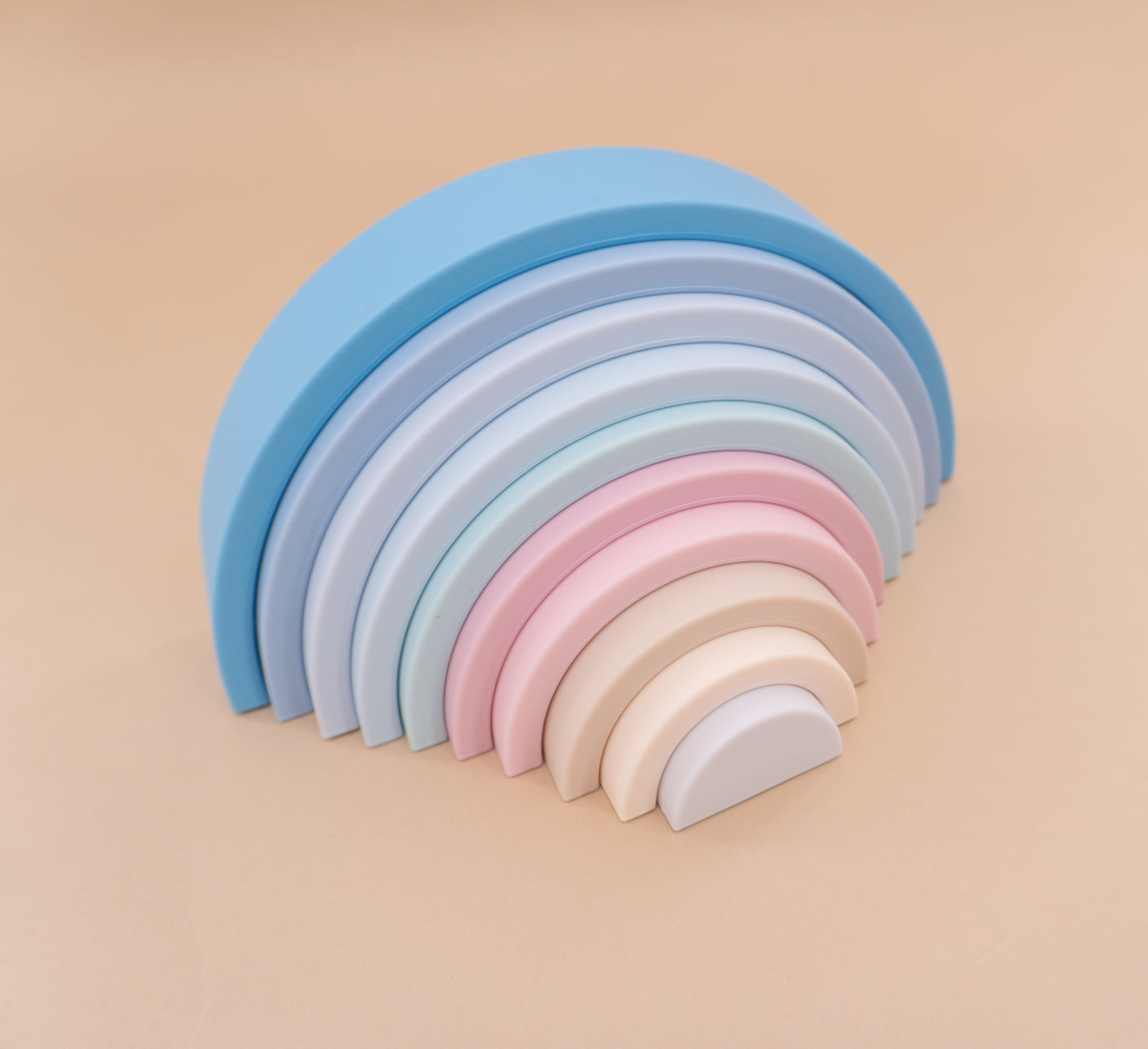 Silicone Rainbow Stacking Toy 10 pcs  - Pastel Blues