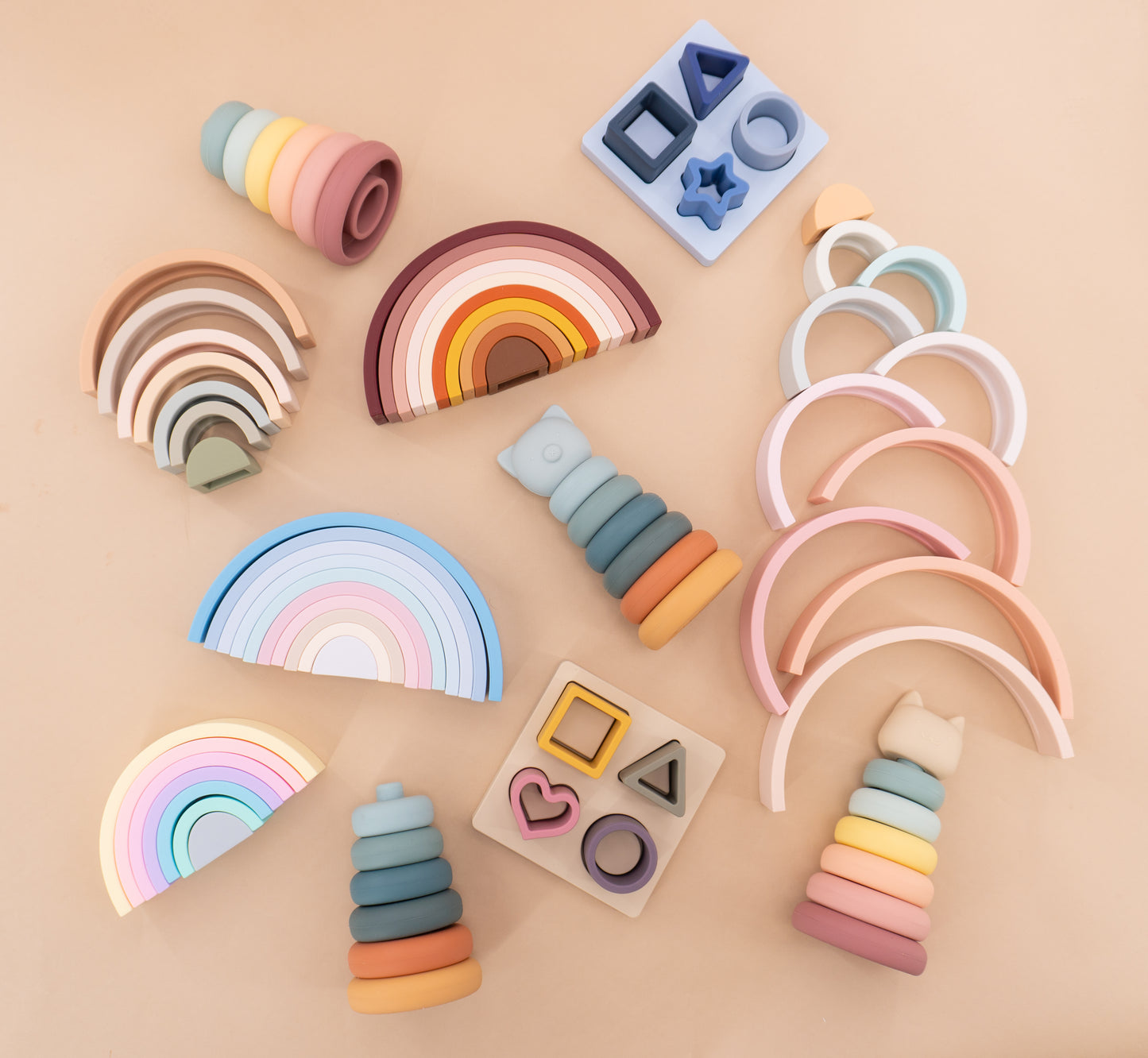 Silicone Stacking Toy & Teether - Sunset Cat