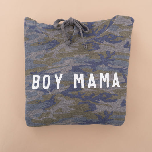 Boy Mama (White) - Hoodie (Vintage Camo)
