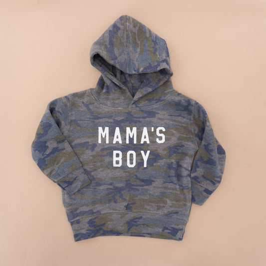 Mama's Boy (White) - Kids Hoodie (Vintage Camo)