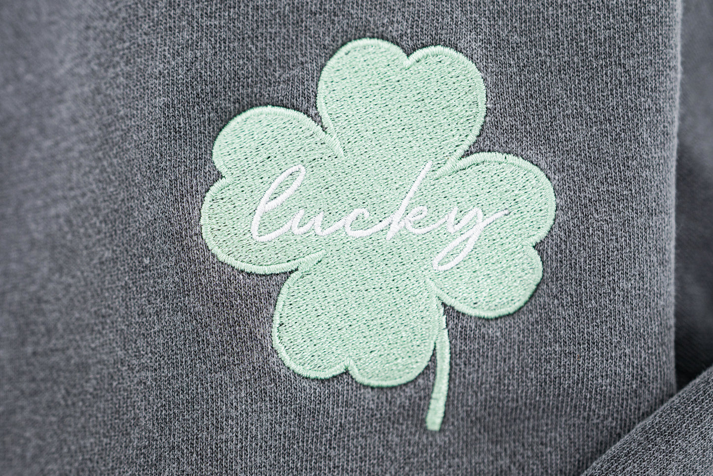 Lucky Clover (St. Patrick's) - Embroidered Sweatshirt (Charcoal)