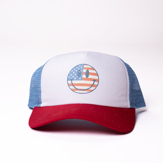 USA Smiley - Foam Trucker Hat (Red/White/Sky Blue)