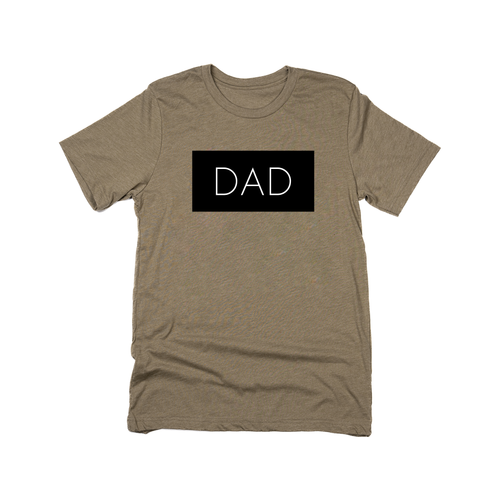 Dad (Boxed Collection, Black Box/White Text, Across Front) - Tee (Olive)