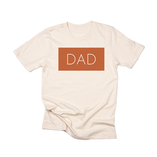 Dad (Boxed Collection, Rust Box/White Text, Across Front) - Tee (Natural)