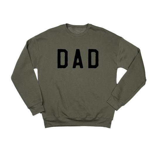 Dad (Rough, Black) - Sweatshirt (Military Green)