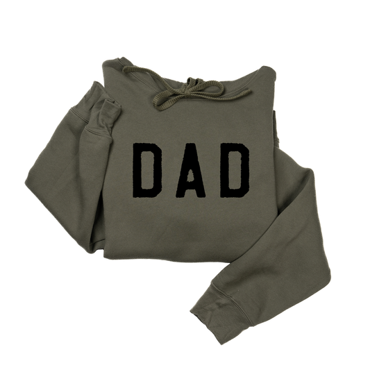 Dad (Rough, Black) - Hoodie (Military Green)