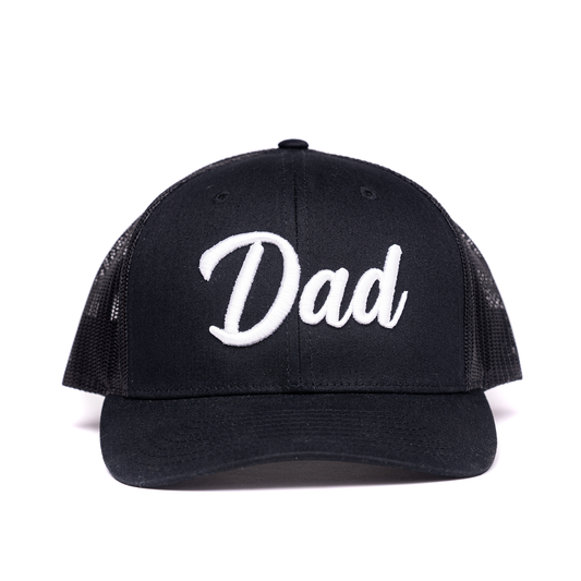 Dad (White, 3D Puff) - Trucker Hat (Black)