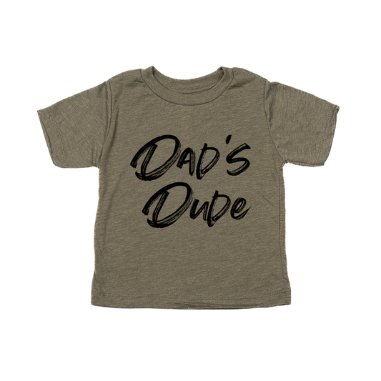Dad's Dude (Brushed, Black) - Kids Tee (Olive)
