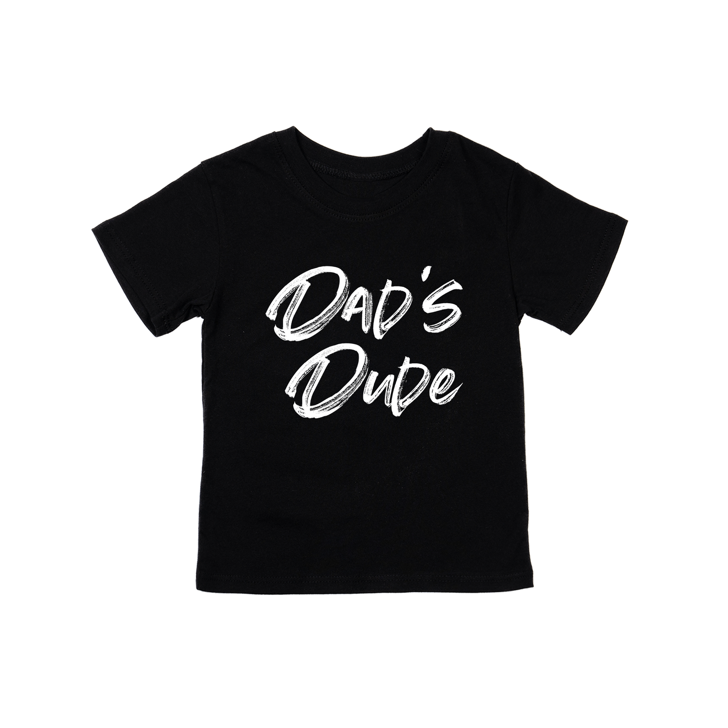 Dad's Dude (Brushed, White) - Kids Tee (Black)