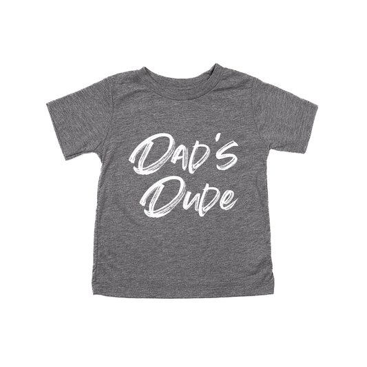 Dad's Dude (Brushed, White) - Kids Tee (Gray)