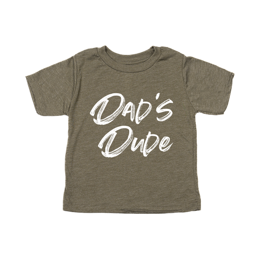 Dad's Dude (Brushed, White) - Kids Tee (Olive)