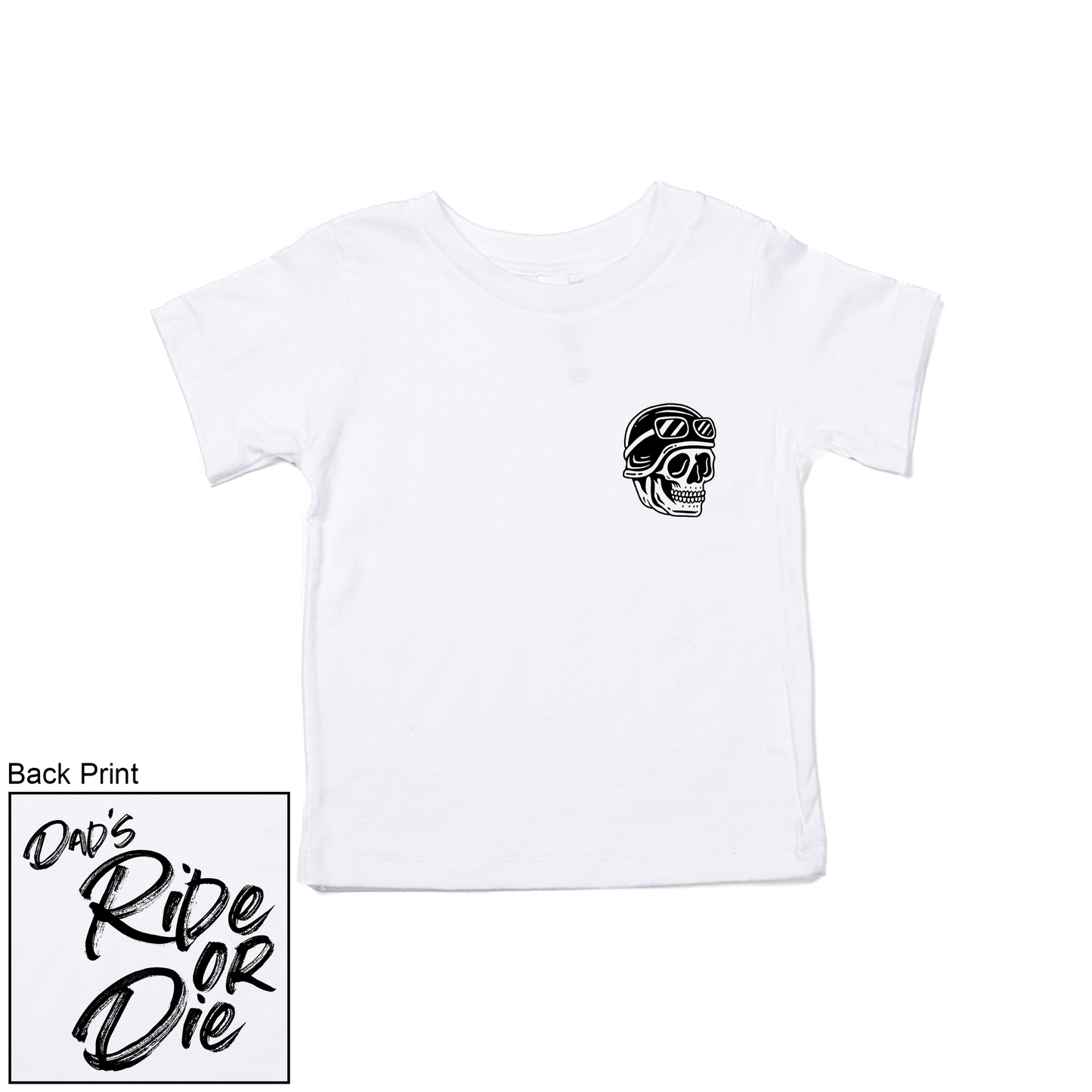 Dad's Ride or Die (Black, Pocket & Back) - Kids Tee (White)