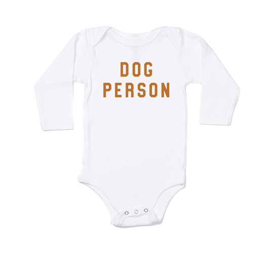 Dog Person (Camel) - Bodysuit (White, Long Sleeve)