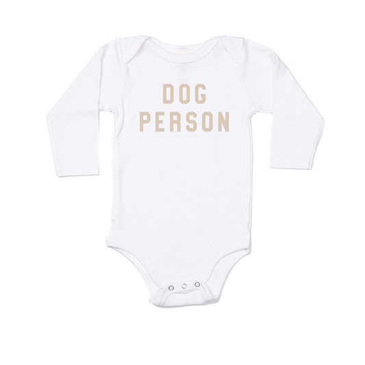 Dog Person (Stone) - Bodysuit (White, Long Sleeve)