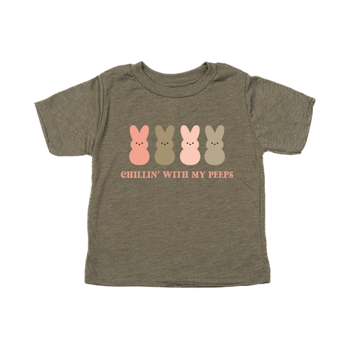 Chillin With My Peeps (Pink) - Kids Tee (Olive)