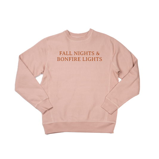 Fall Nights & Bonfire Lights (Rust) - Heavyweight Sweatshirt (Dusty Rose)