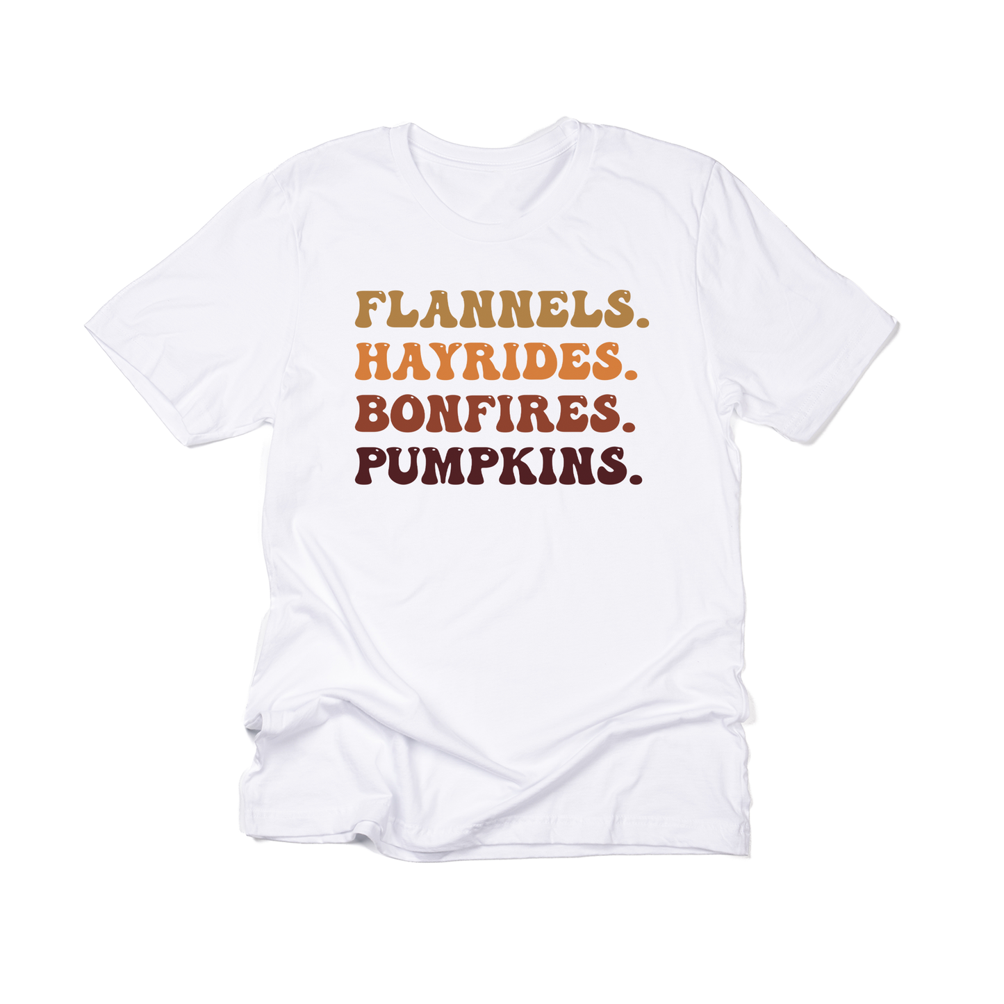 Flannels, Hayrides, Bonfires, Pumpkins - Tee (White)