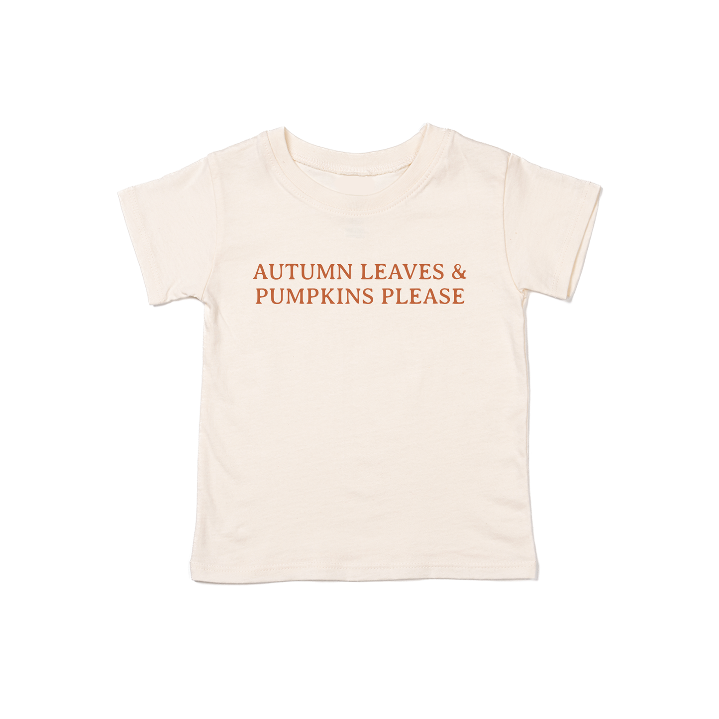 Autumn Leaves & Pumpkins Please (Rust) - Kids Tee (Natural)