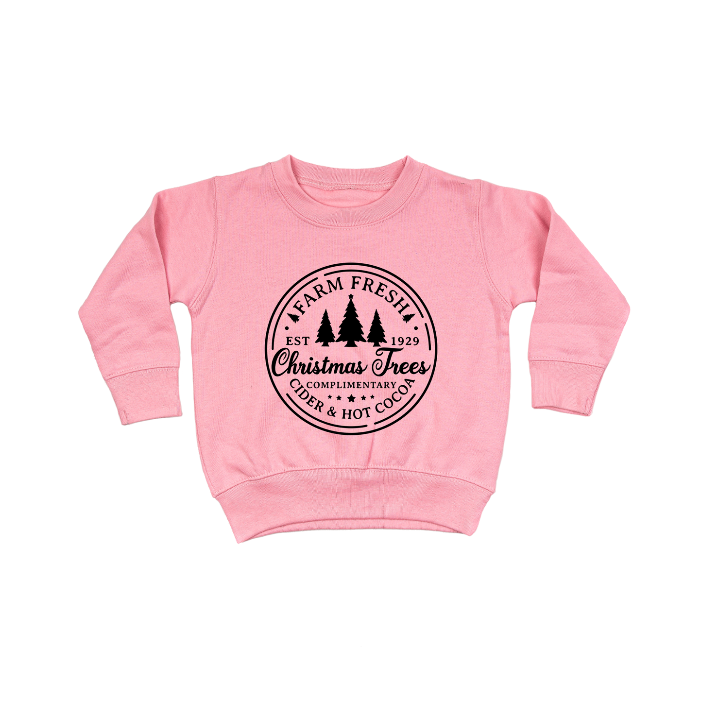 Farm Fresh Christmas Trees (Black) - Kids Sweatshirt (Pink)