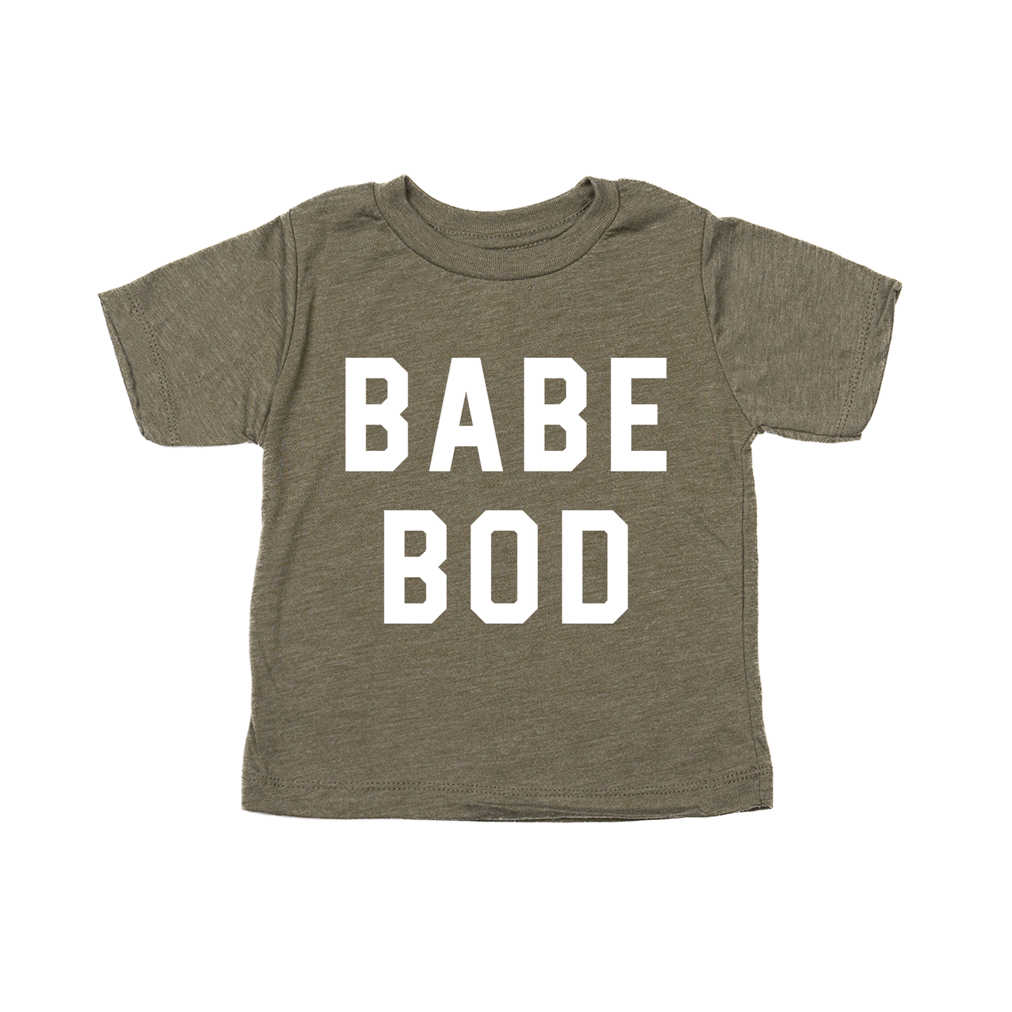 Babe Bod (White) - Kids Tee (Olive)