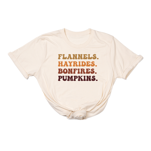 Flannels, Hayrides, Bonfires, Pumpkins - Tee (Natural)