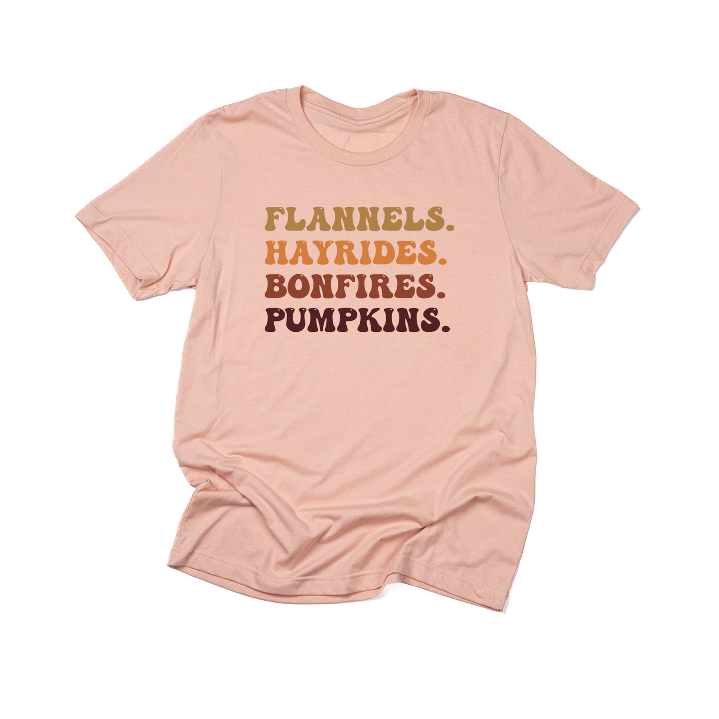 Flannels, Hayrides, Bonfires, Pumpkins - Tee (Peach)