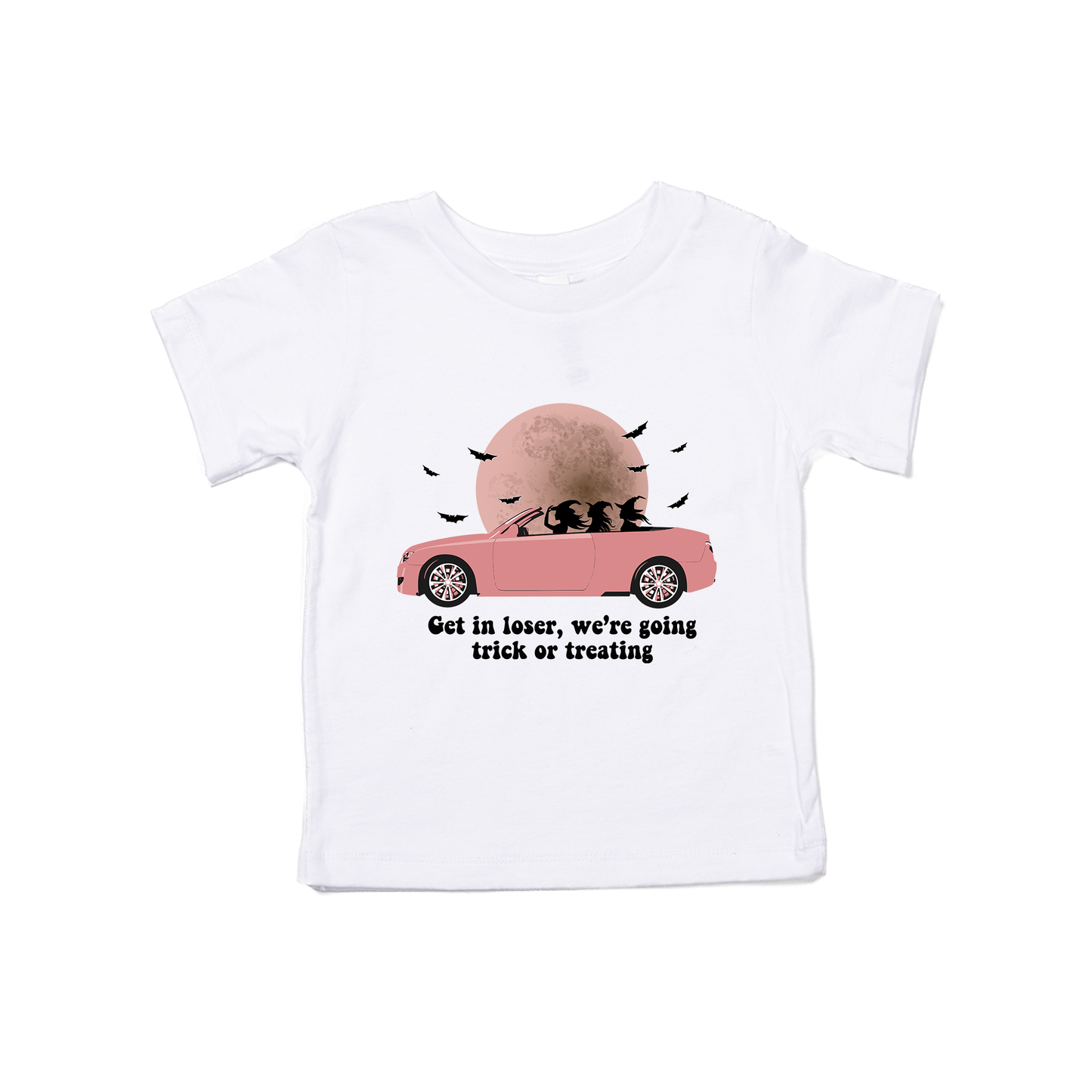 Get in Loser, We're Going Trick or Treating (Black) - Kids Tee (White)