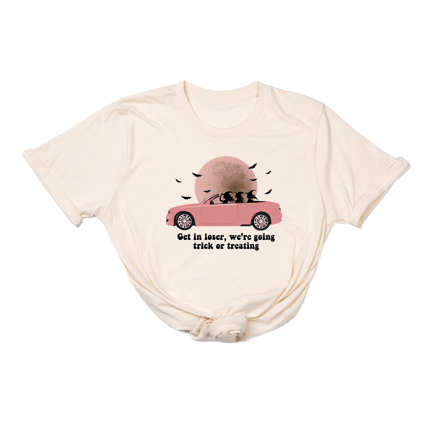 Get in Loser, We're Going Trick or Treating (Black)  - Tee (Natural)