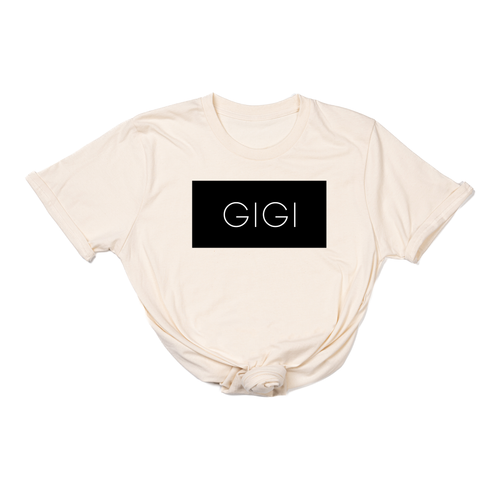 Gigi (Boxed Collection, Black Box/White Text, Across Front) - Tee (Natural)