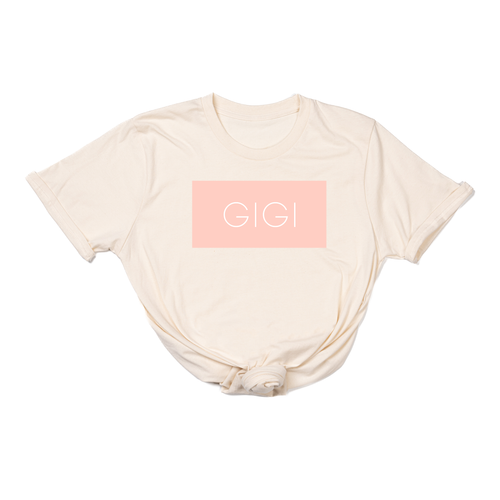 Gigi (Boxed Collection, Ballerina Pink Box/White Text, Across Front) - Tee (Natural)