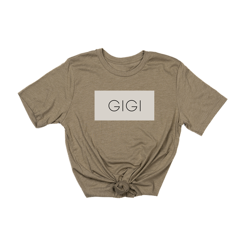 Gigi (Boxed Collection, Stone Box/Black Text, Across Front) - Tee (Olive)